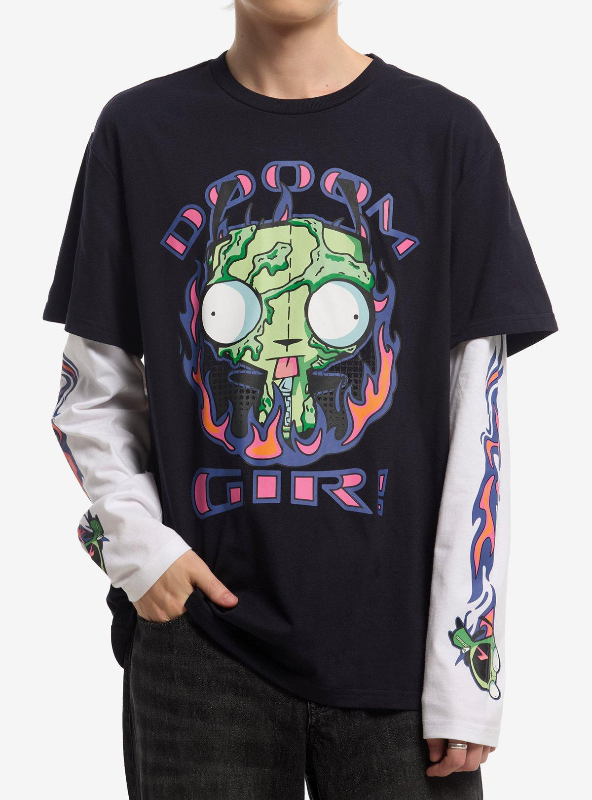 Invader Zim GIR Slime Flames Twofer Long-Sleeve T-Shirt
