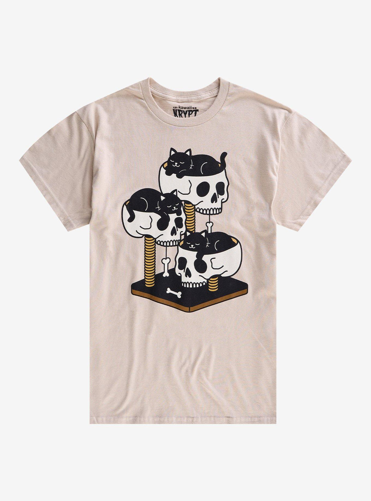 Skull Cat Tower T-Shirt By Kawaii Krypt