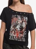 Terrifier Art Grommet Girls Off-Shoulder T-Shirt