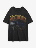 Harry Potter Hogwarts Castle At Night Girls Oversized T-Shirt