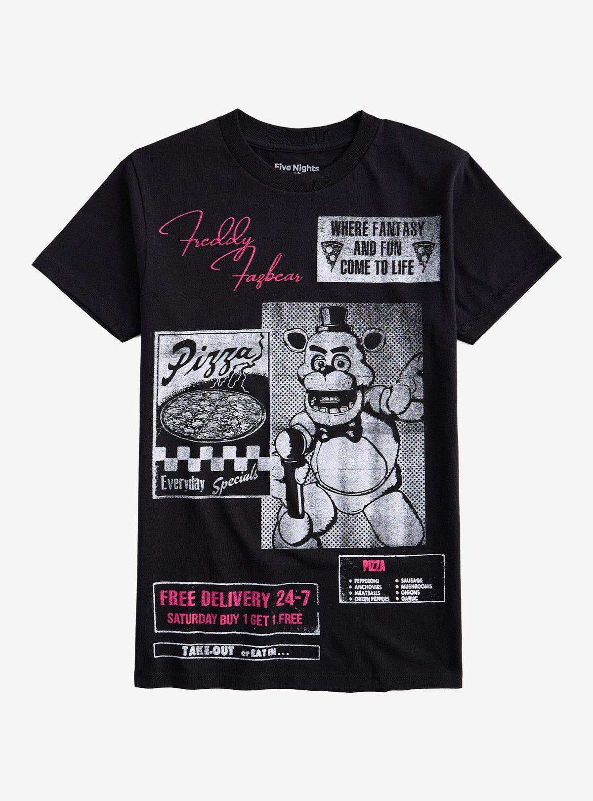 Five Nights At Freddy's Pizza Collage T-Shirt