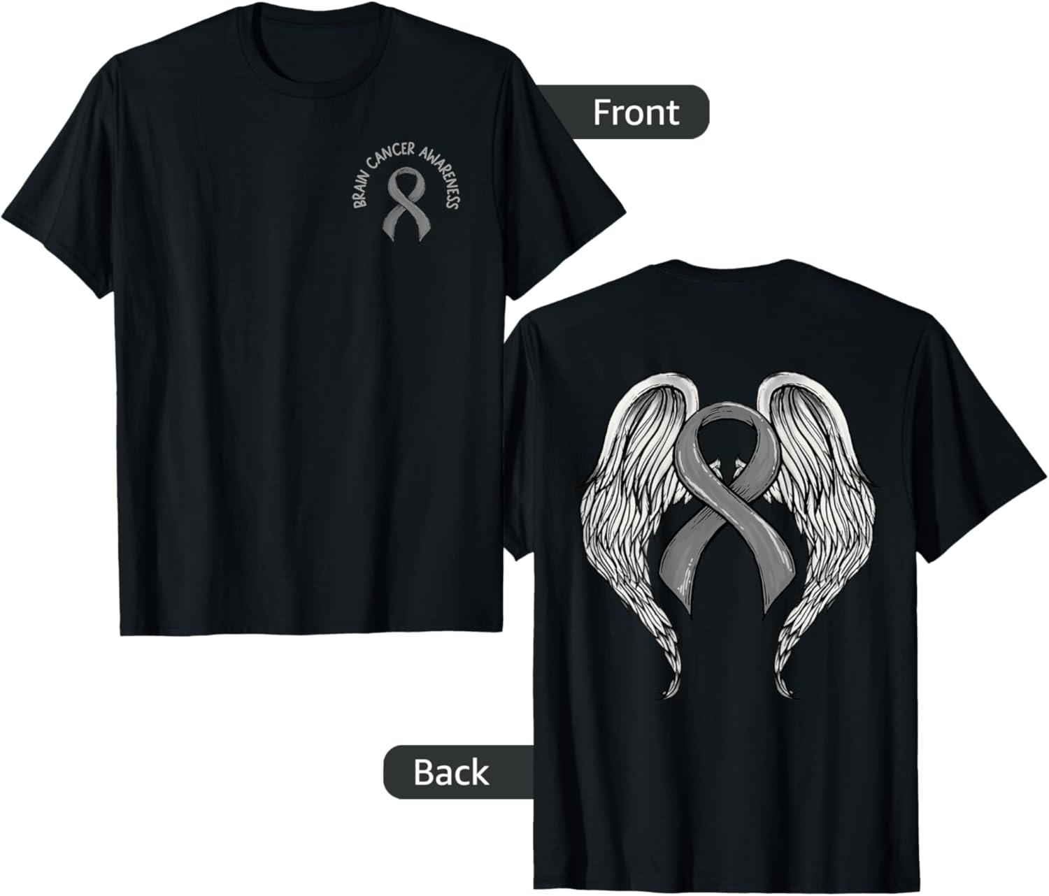 Brain Cancer Awareness Large Memorial Wings On Back