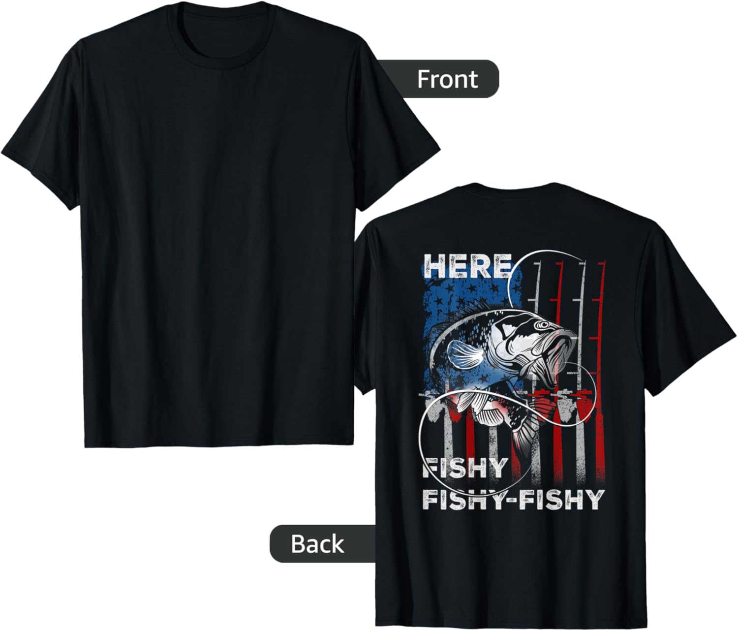 American Flag Fishing Here Fishy Funny Fisherman 4Th Of July