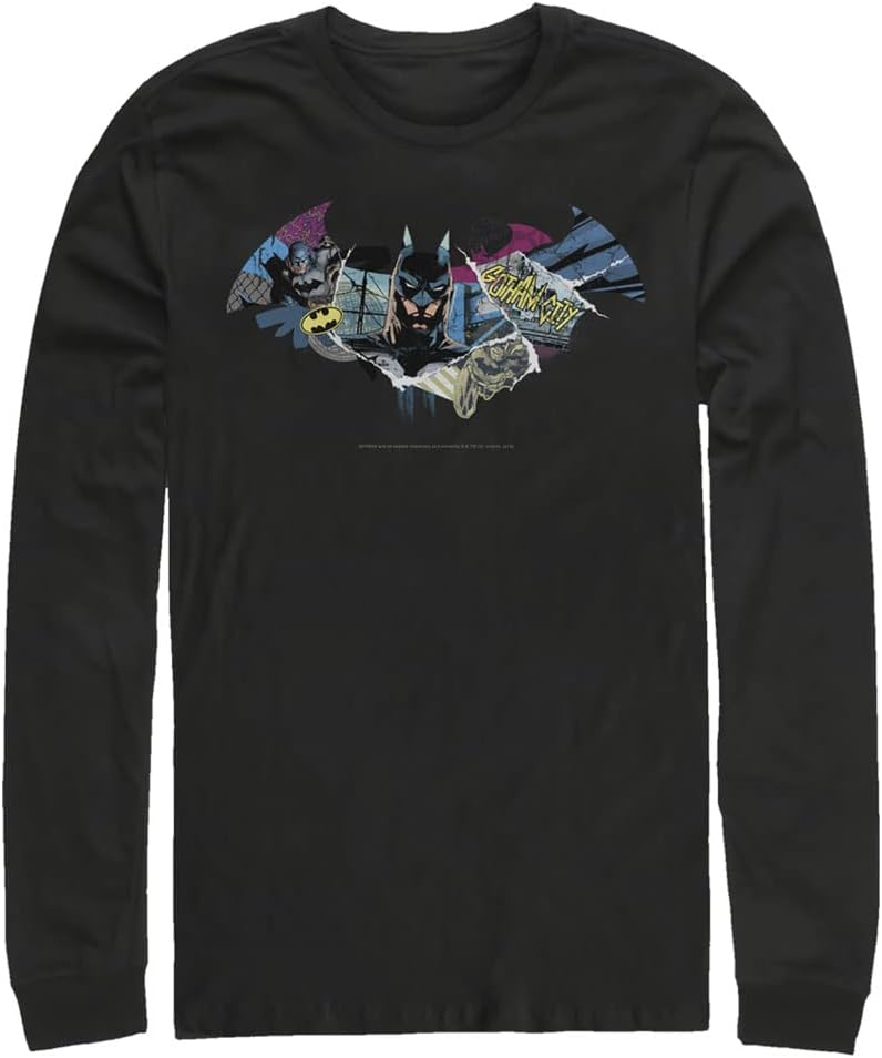 Warner Brothers Big Tall Batman Ripped Fill Mens Tops Long Sleeve Tee