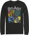 Harry Potter Mens Deathly Hallows All Houses Tops Long Sleeve Tee Shirt
