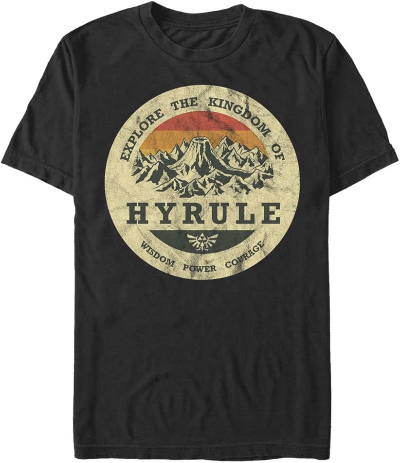 Nintendo Explore Hyrule Mens Tops Short Sleeve Tee Shirt Black