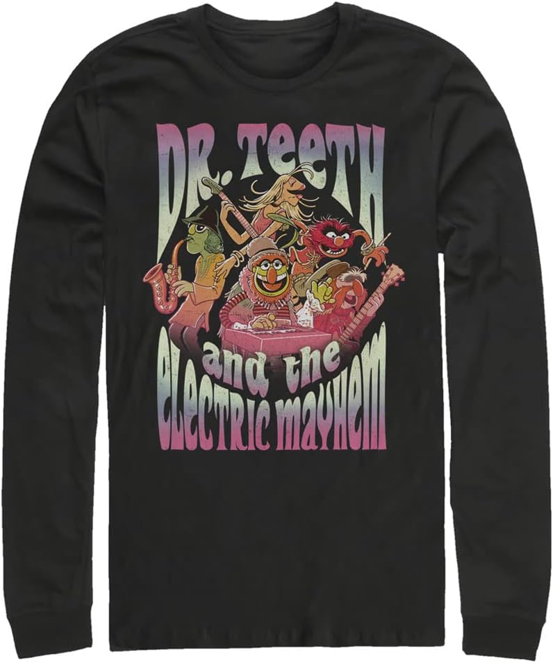Disney Big Tall Mens Muppets Dr Teeth Band Tops Long Sleeve Tee Shirt