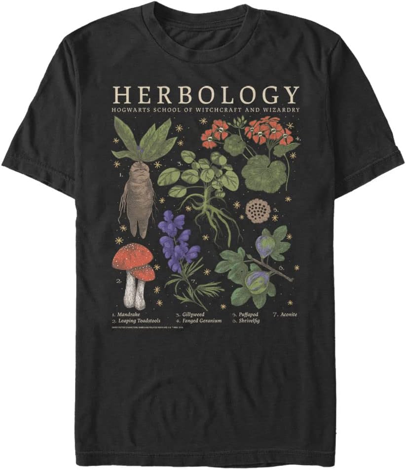 Harry Potter Warner Brothers Herbology Mens Tops Short Sleeve Tee Shirt Black
