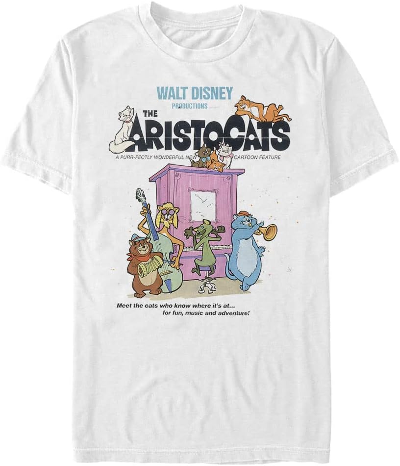 Aristocats Classic Poster Mens Tops Short Sleeve Tee Shirt