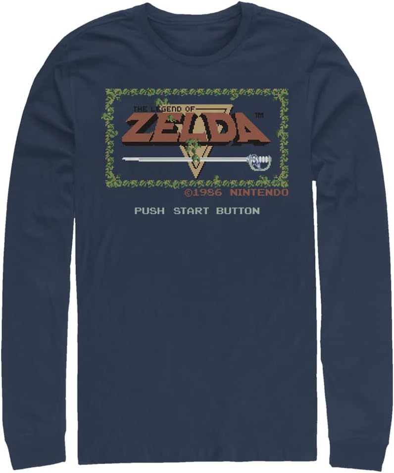 Nintendo Mens Pixelated Tops Long Sleeve Tee Shirt