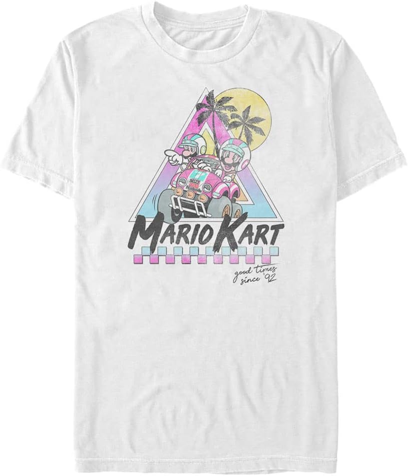 Nintendo Beach Race Mens Tops Short Sleeve Tee Shirt White
