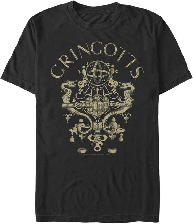 Harry Potter Warner Brothers Sorcerers Stone Gringotts Logo Mens Tops Short Sleeve