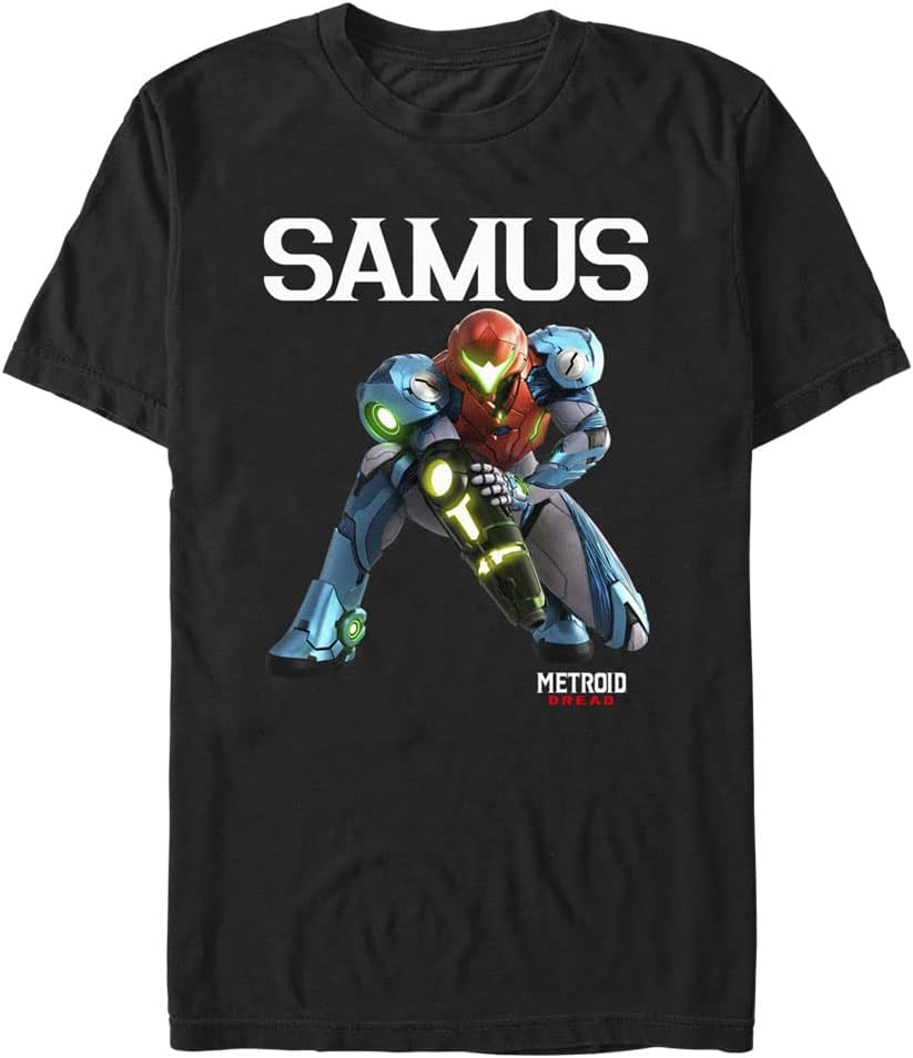 Nintendo Samus Metroid Mens Tall Tops Short Sleeve Tee Shirt Black