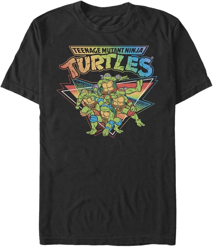 Nickelodeon Big Tall Teenage Mutant Ninja Rainbow Turtle Group Mens Tops Short
