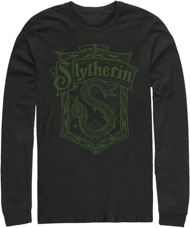 Harry Potter Sorcerers Stone Slytherin Crest Mens Tops Long Sleeve Tee Shirt