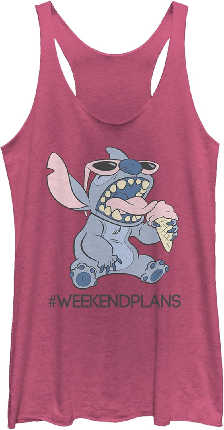 Womens Lilo Stitch Halftone Smile Racerback Tank Top
