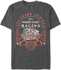 Nintendo Checkered Passed Mens Tall Tops Short Sleeve Tee Shirt Charcoal Heather