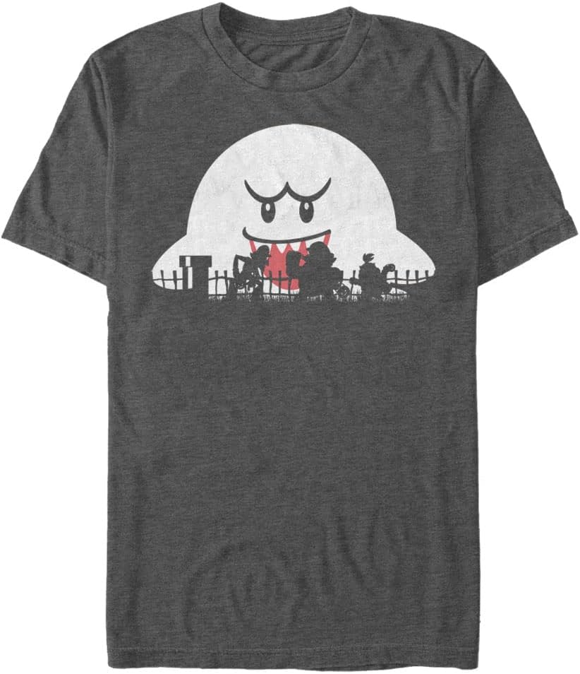 Nintendo Mario Halloween Silhouttes Mens Tall Tops Short Sleeve Tee Shirt Charcoal