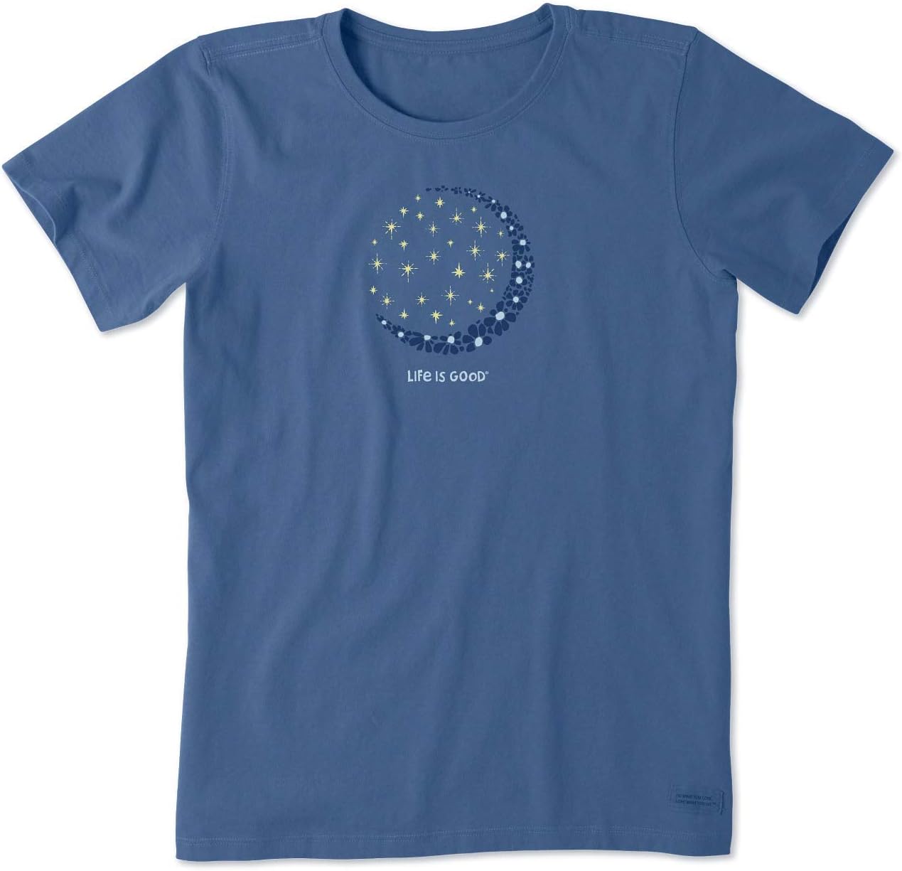 Life Is Good Womens Crusher Tee Short Sleeve Cotton Graphic T Shirts Crescent Moon Daisies