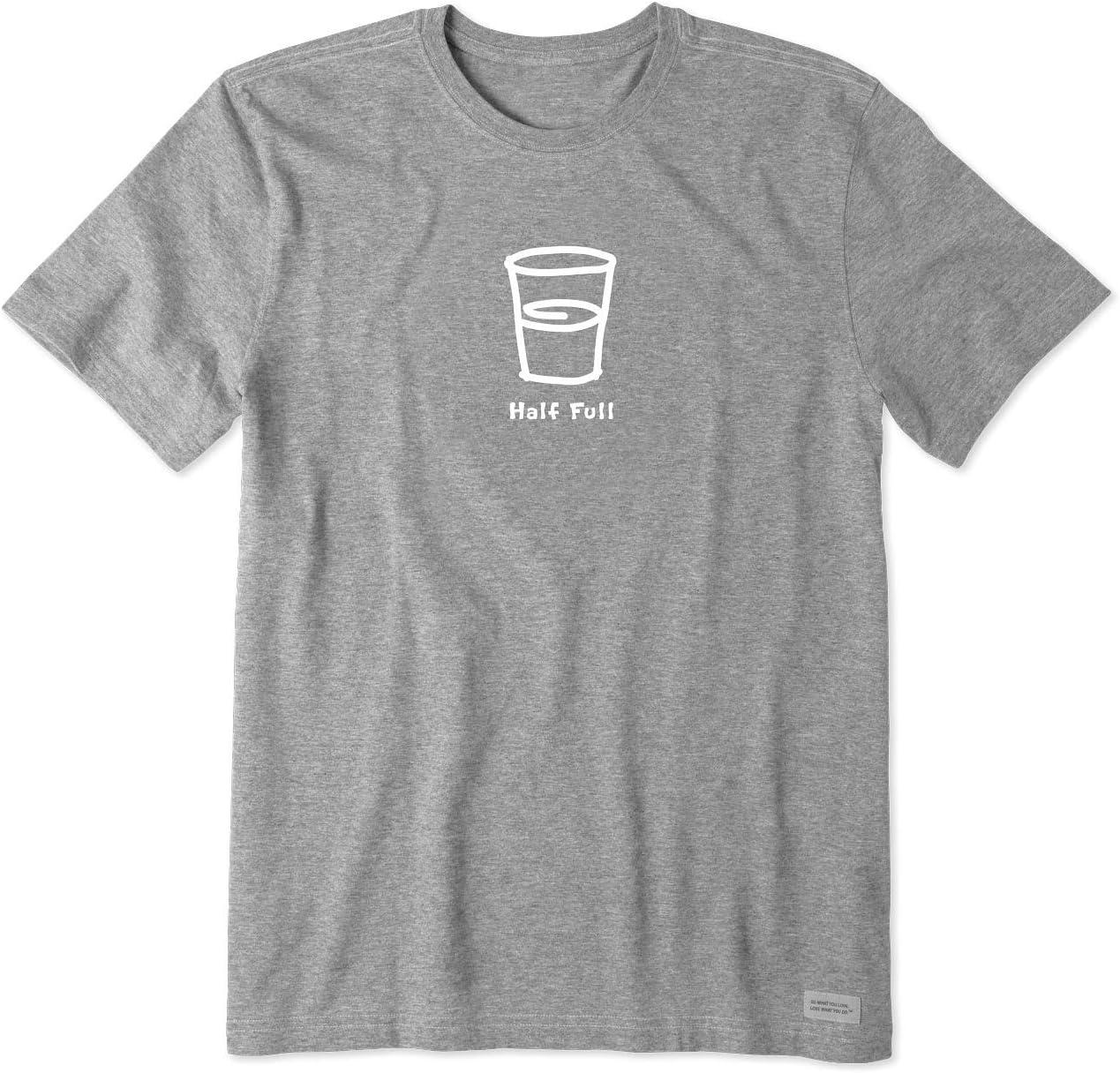 Life Is Good Mens Crusher Tee Half Full Heather Gray