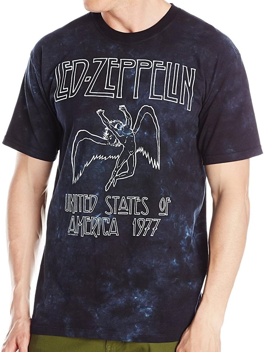 Liquid Blue Mens Led Zeppelin Usa Tour 77 Tie Dye Short Sleeve