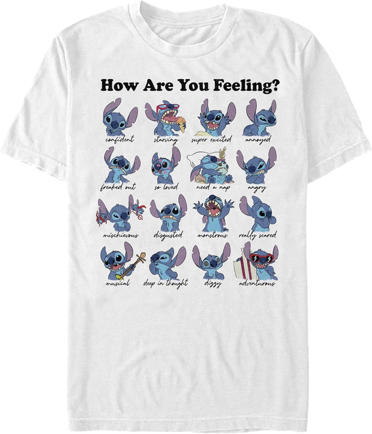 Big Tall Lilo Stitch Moods Mens Tops Short Sleeve Tee Shirt