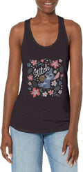 Womens Lilo Stitch Surfer Dude Slim Fit Scoop Hem Racerback Tank