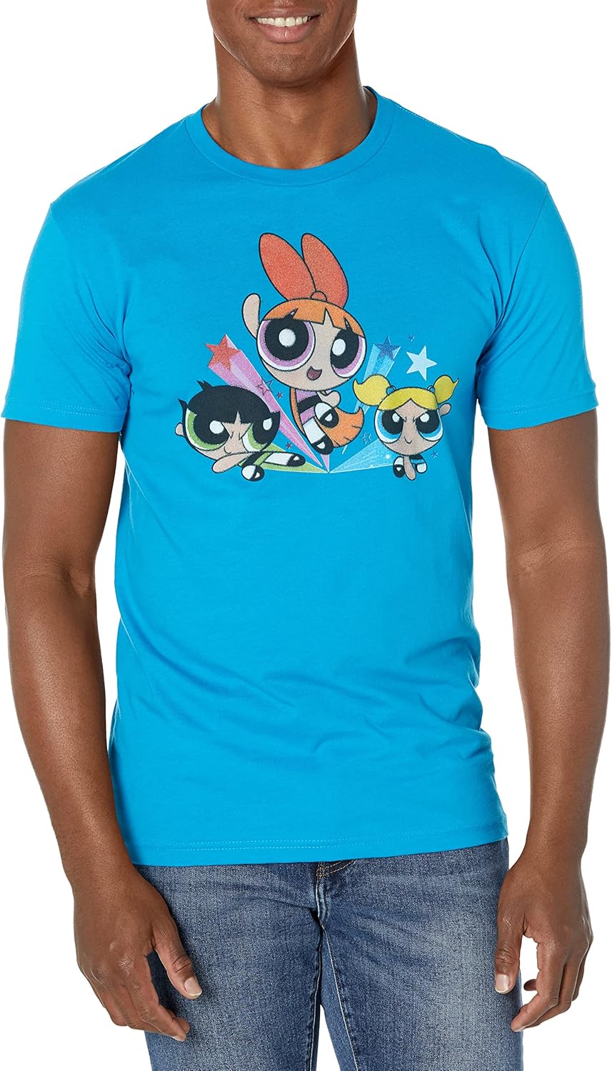 Warner Bros Powerpuff Girl Trio Young Mens Short Sleeve Tee Shirt