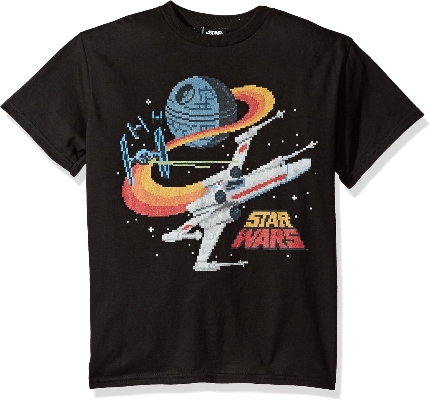 Star Wars Boys Big Colorful Contrails X Wing Death Star Graphic Tee