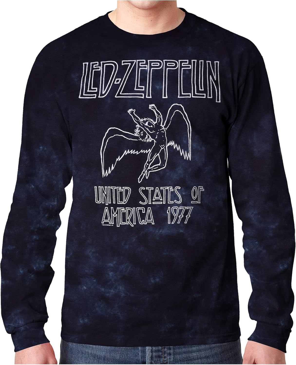 Liquid Blue Unisex Adult Standard Led Zeppelin Usa Tour 77 Tie Dye Long Sleeve