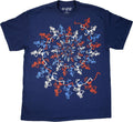 Liquid Blue Unisex Adult Standard Grateful Dead Usa Spiral Skeletons Americana Navy