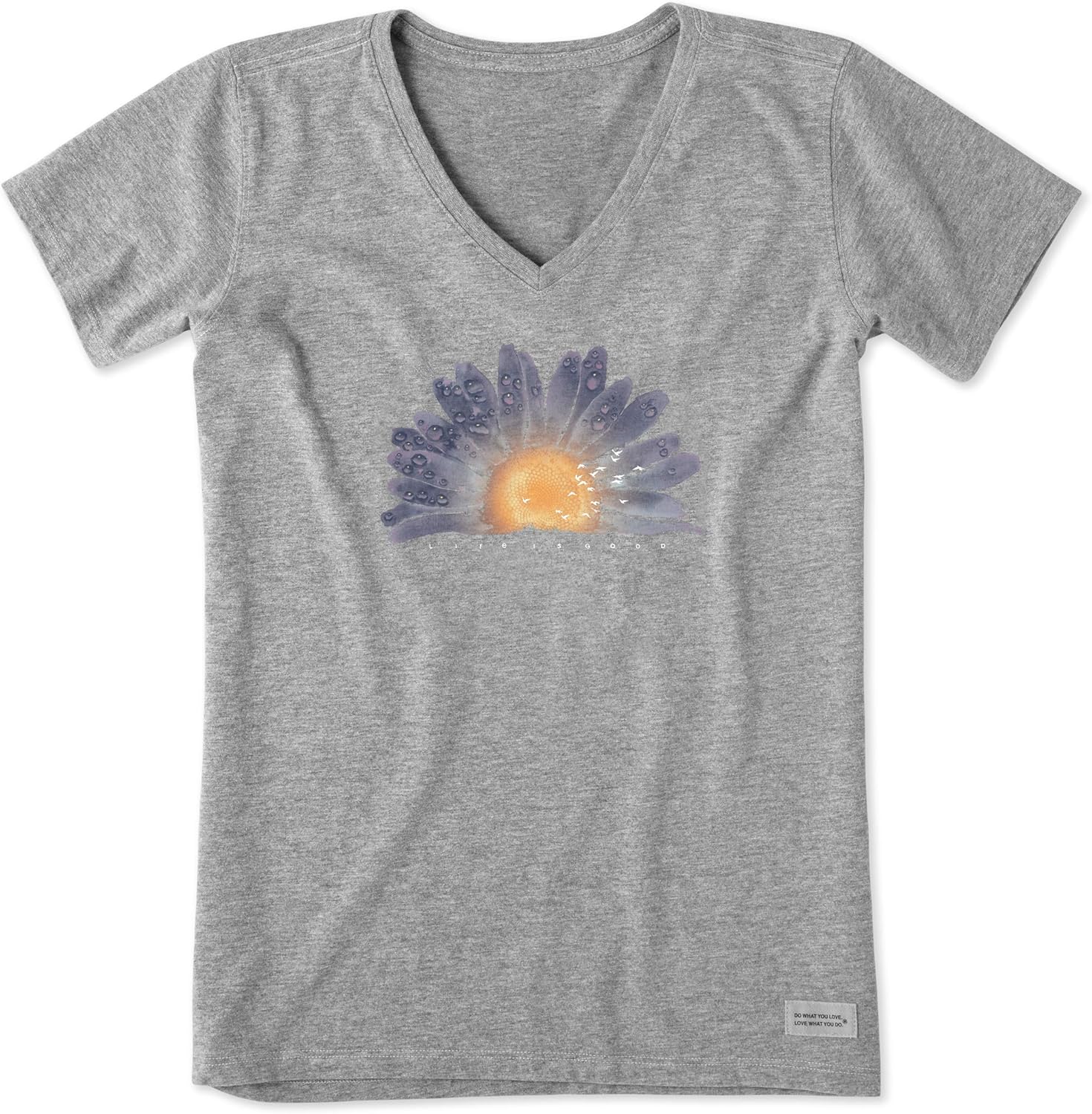 Life Is Good Womens Crusher Tee Short Sleeve Cotton Graphic T Shirts Watercolor Daisy Birds