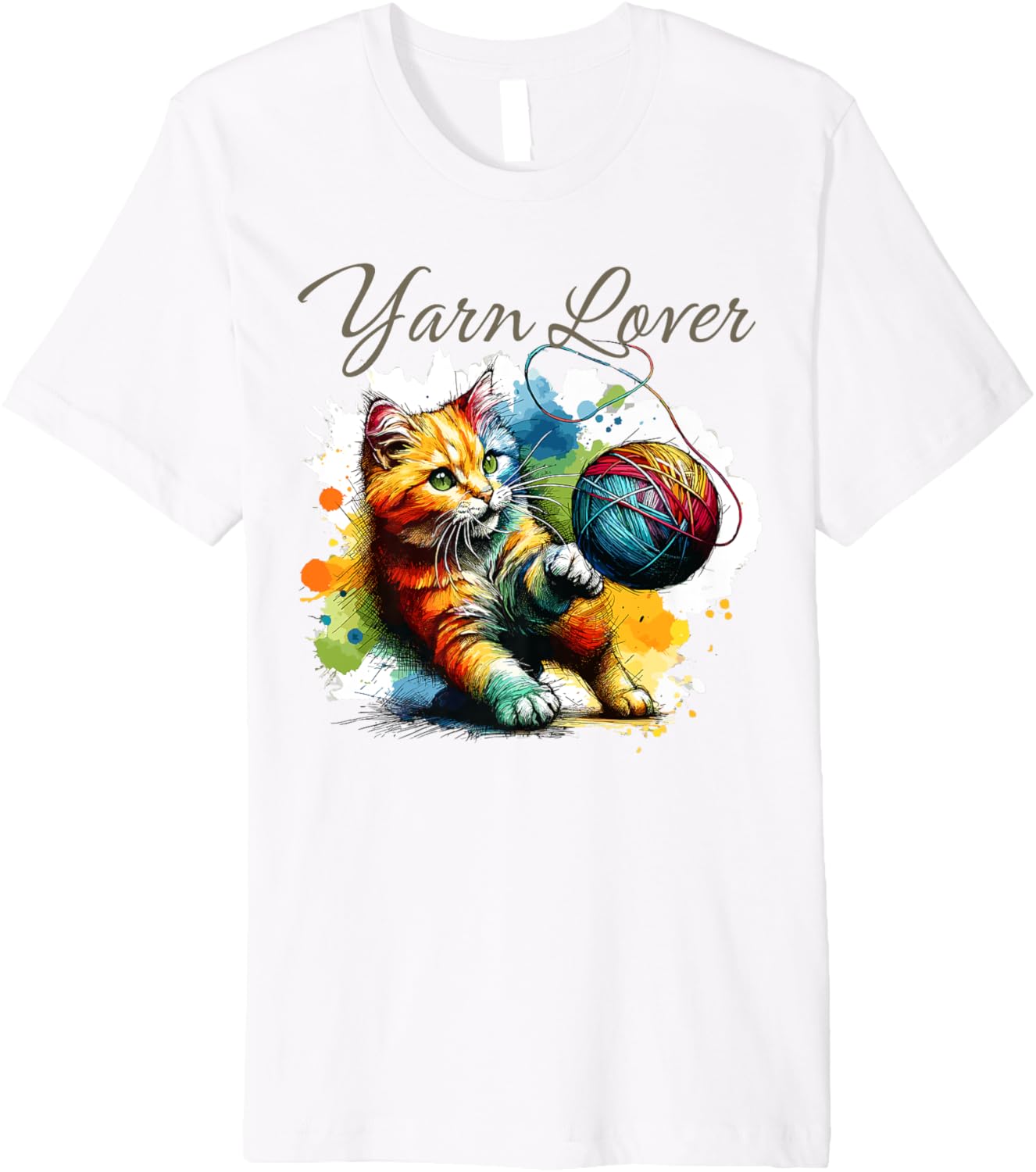 Adorable Knitting and Crochet Happy Cat Yarn Lovers Gift Premium