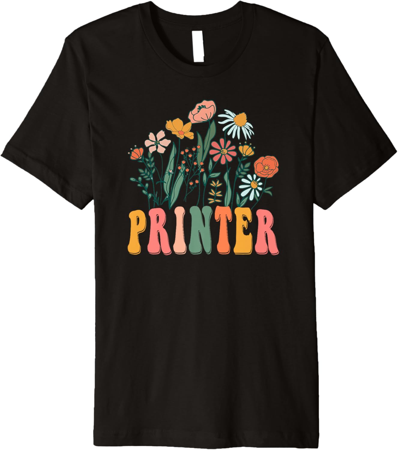 Retro Groovy Floral Printer Wildflower Tees Women Premium