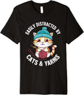 Easily Distracted By Cats & Yarns Crafting Cat Premium