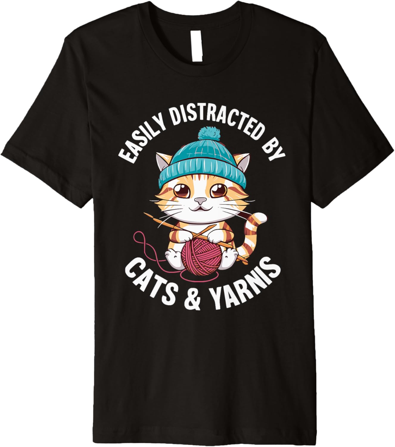 Easily Distracted By Cats & Yarns Crafting Cat Premium
