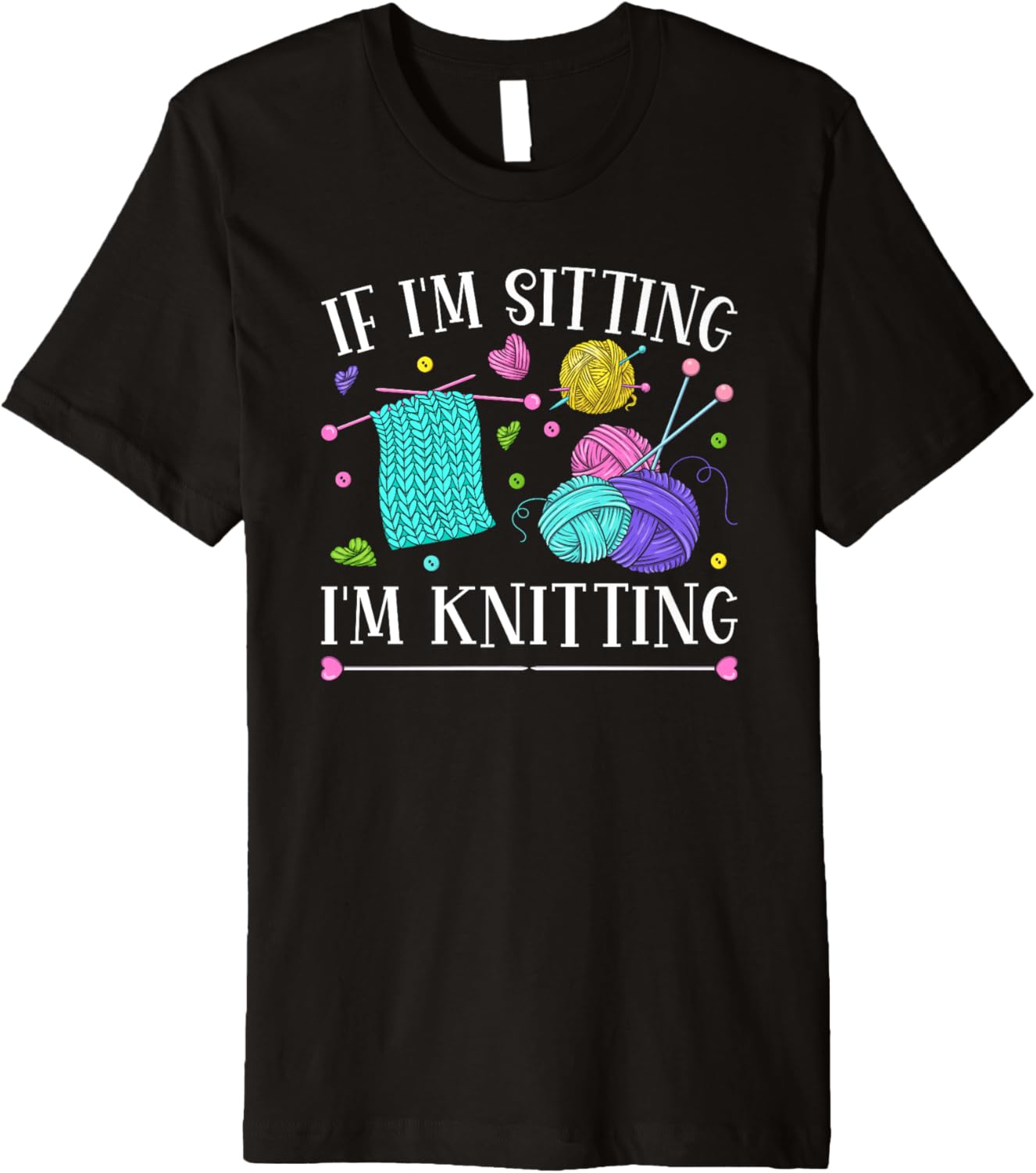 Funny Knitting Sitting Yarn Crochet Knitter Premium