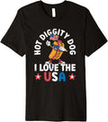Hot Diggity Dog I Love The Usa American Flag Hot Dog Patriot Premium