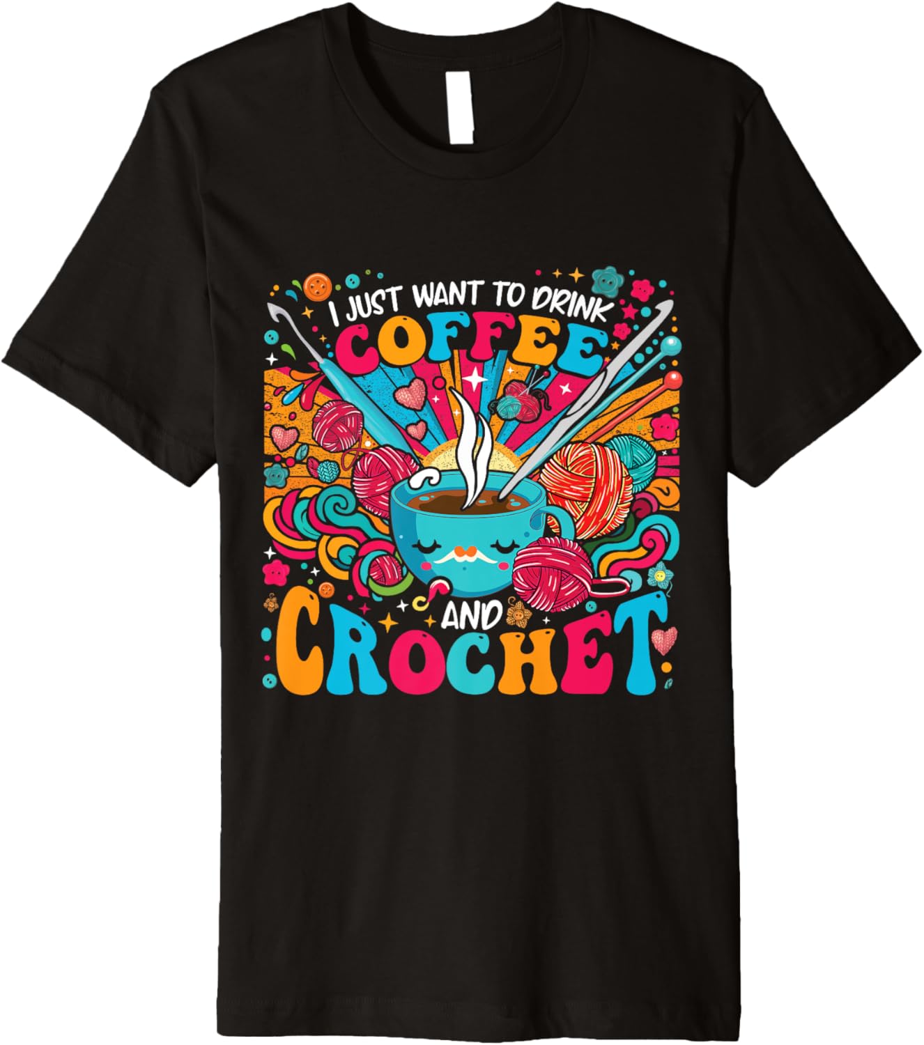 Crochet Coffee Quote Crocheter Yarn Knitting Premium