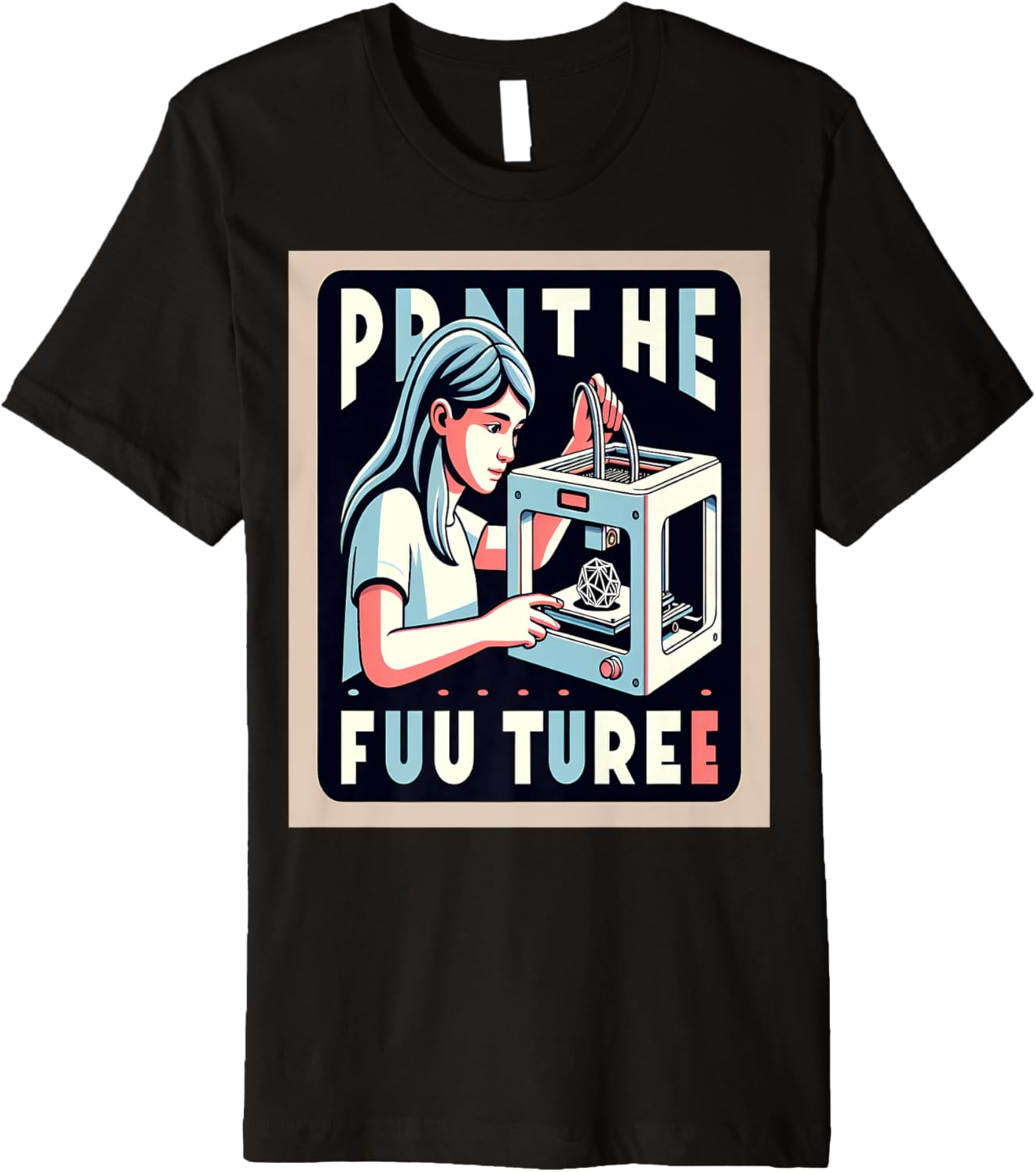 Girl 3D Printer Print Future Premium