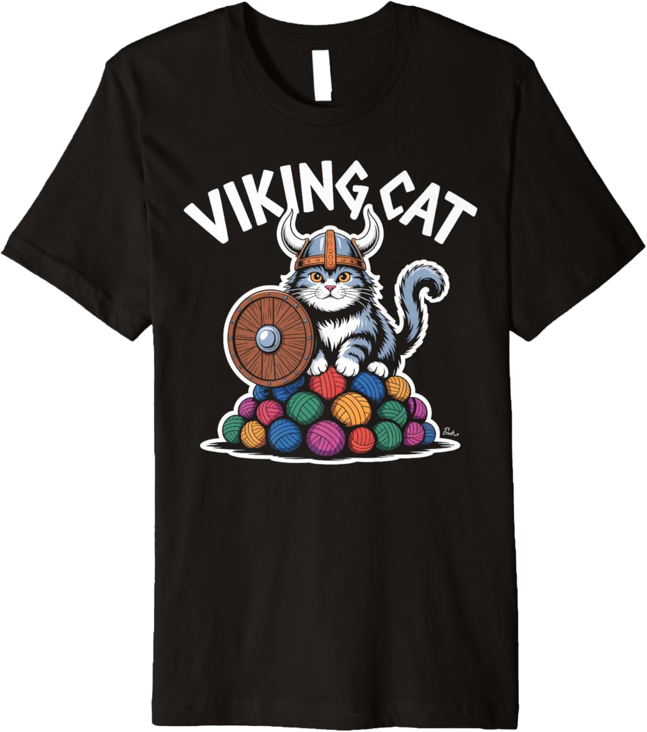 Viking Cat Shield Helmet Yarn Ball Warrior Premium