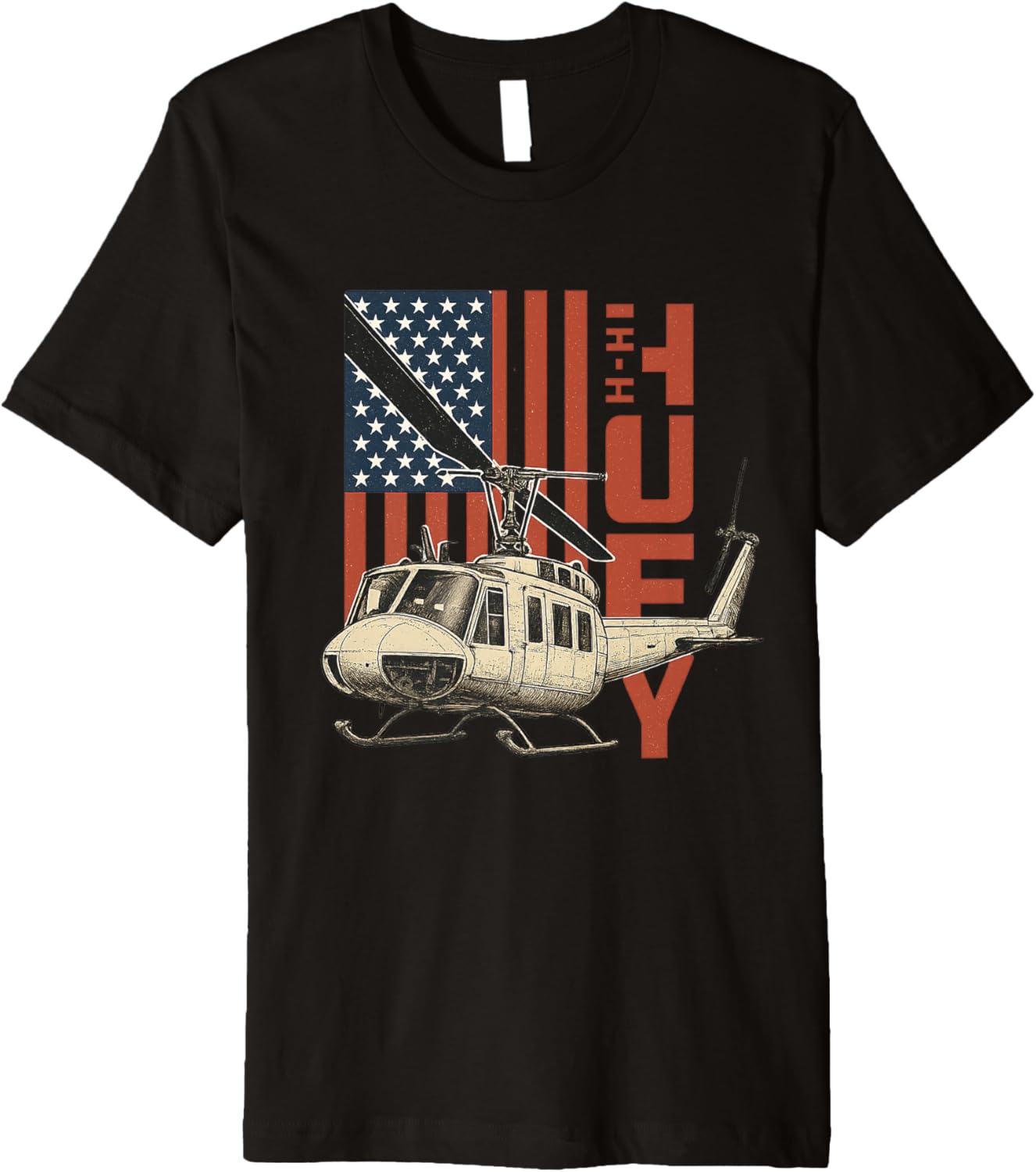 Uh 1 Huey Military Helicopter Aviation American Flag Gift Premium
