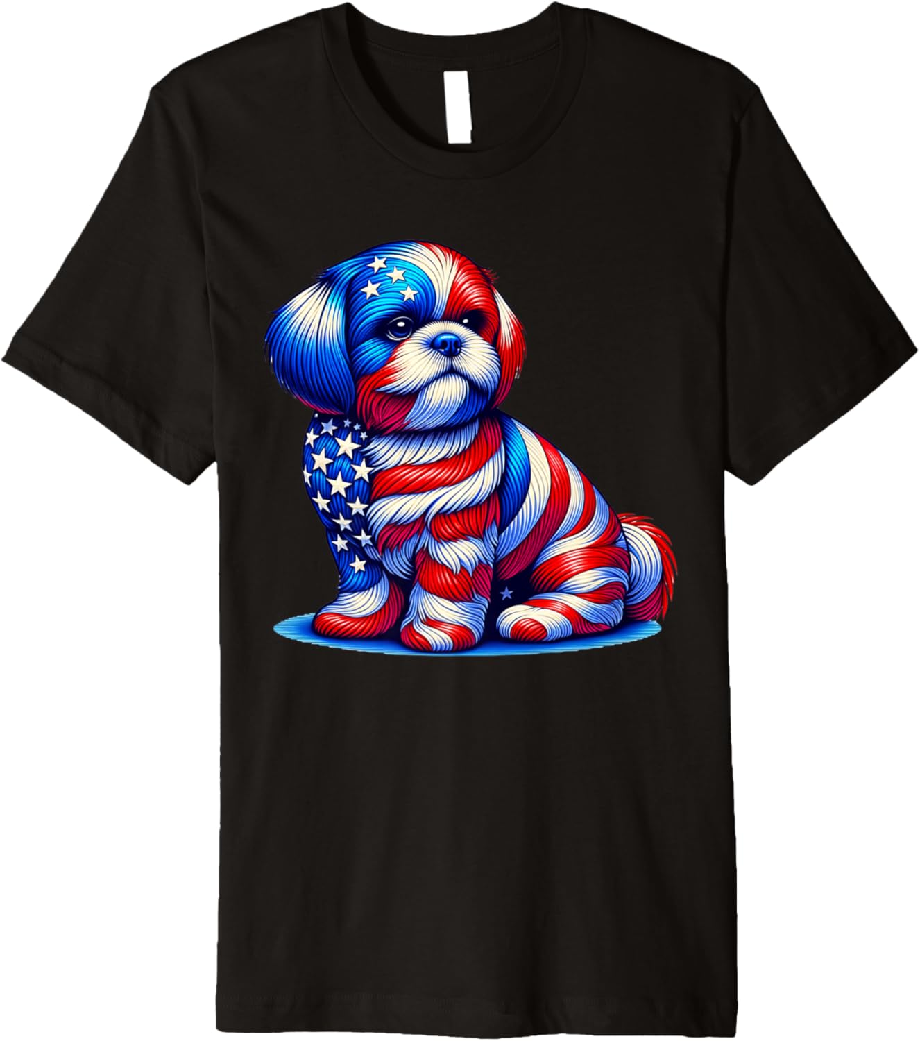 Cute Shih Tzu Dog Usa Flag Women Men Dog Lovers 4Th Of July Premium