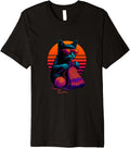 Retro Cat With Yarn Needles Knitting Knitter Premium
