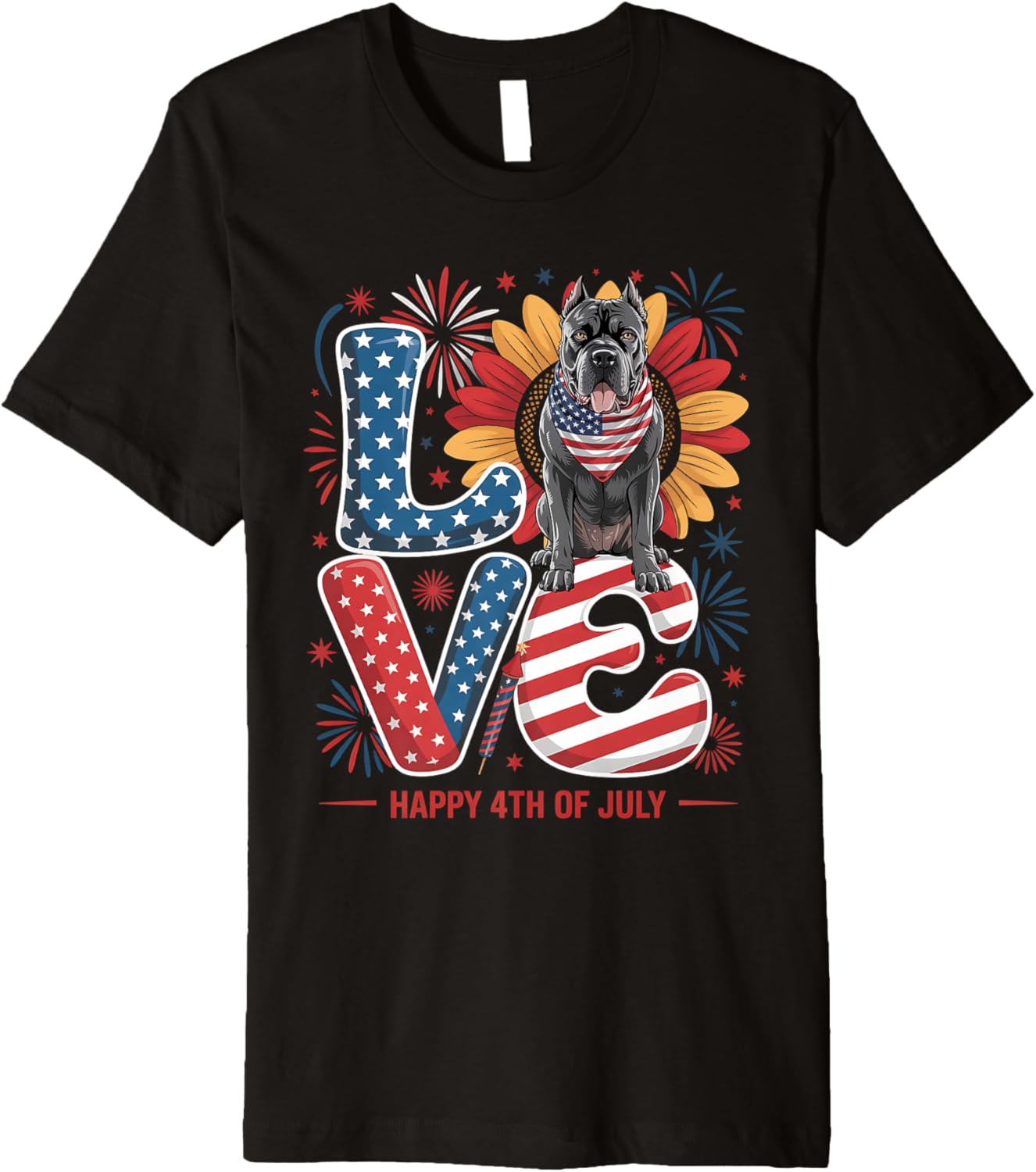 Funny Love Cane Corso Dog Usa Flag Patriotic 4Th Of July Premium