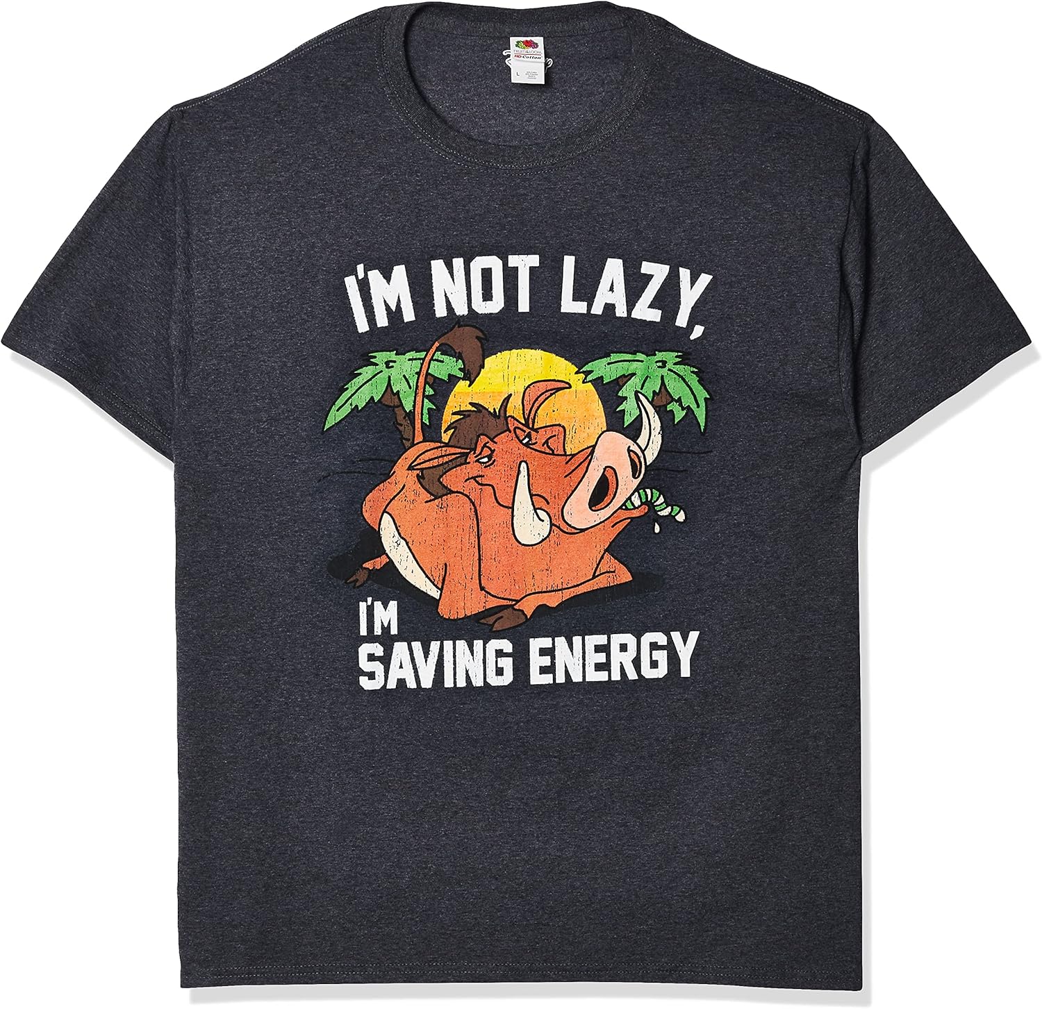 Disney Mens Lion King Pumba Not Lazy Saving Energy Graphic