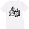 Womens Jesus Christ Printing A Figure Of Himself 3D Printer Funny Premium