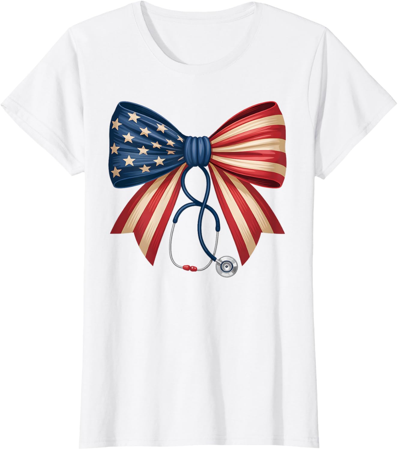 American Flag Bow Stethoscope 4Th Of July Nurse Pride