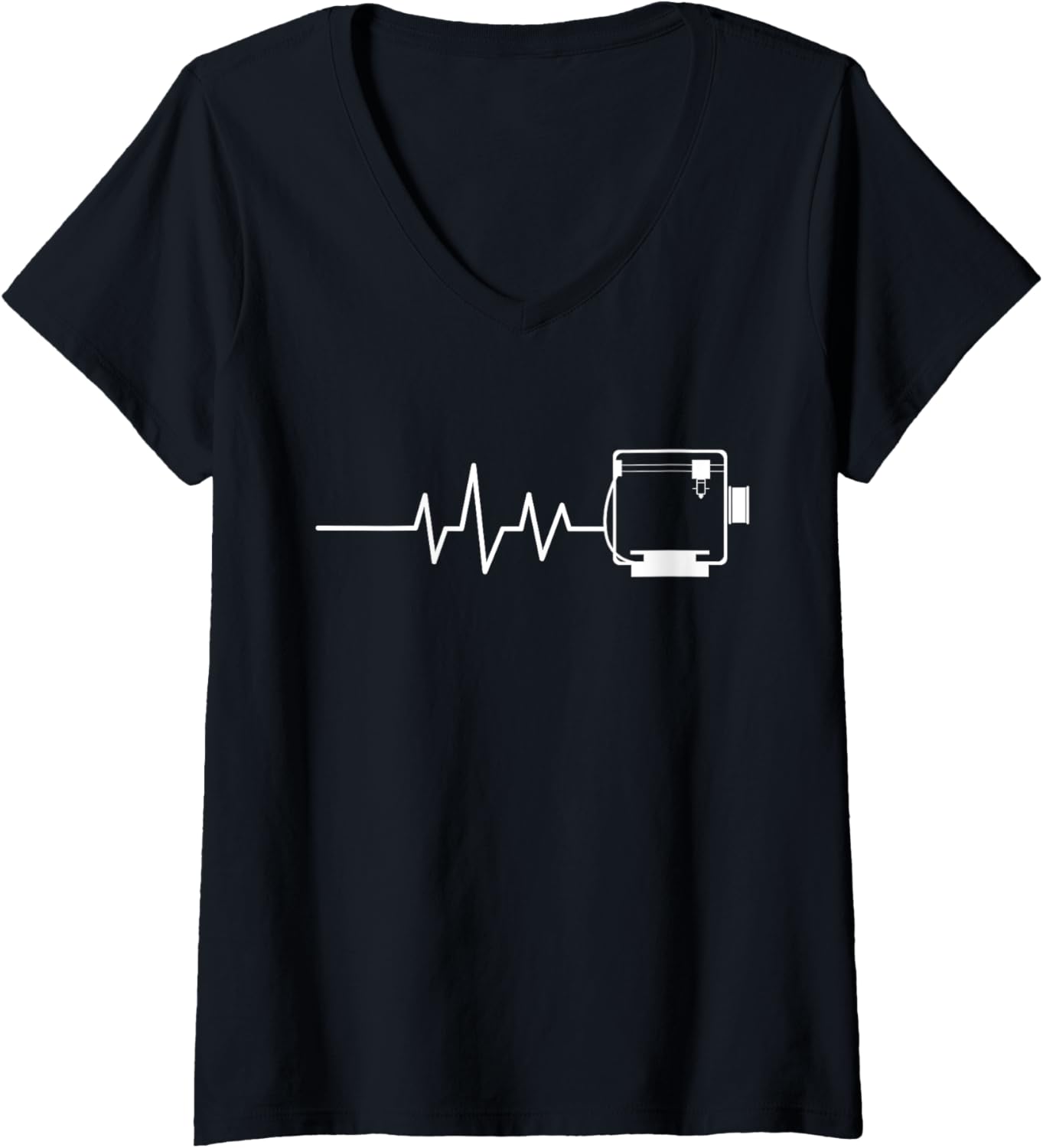 Womens Heartbeat Heart Line Heart Rate 3D Printing Printer V Neck