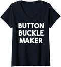Womens Button Buckle Maker V-Neck